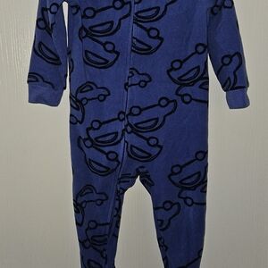 Carter's Navy Blue Footed One-Piece Pajama with Car Print